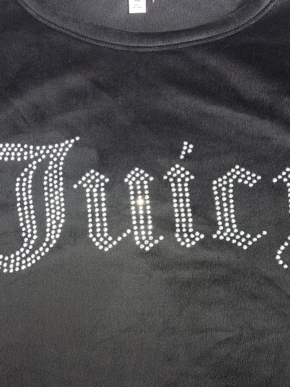 Juicy Couture Black Velour Rhinestone Juicy Sleep Shorts Y2K XL